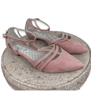 Boden Strappy Pink Suede T-bar Flats Size 37